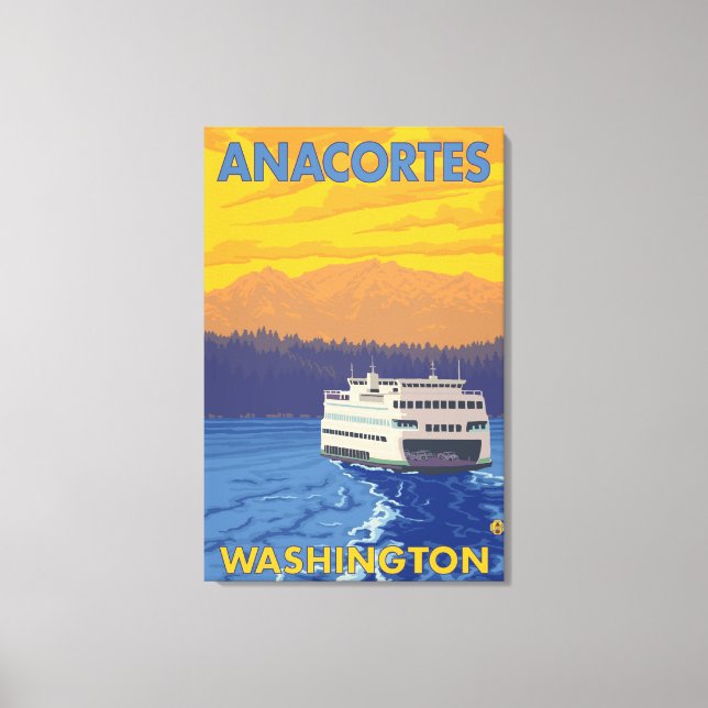 Toile Ferry and Mountains - Anacortes, Washington (Recto)