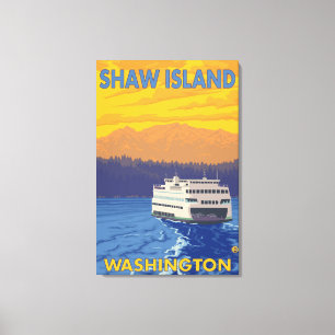 Toile Ferry et montagnes - île de Shaw, Washington