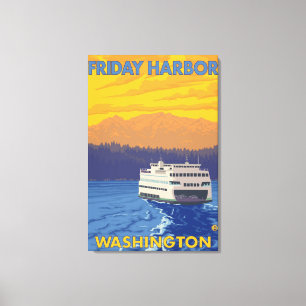 Toile Ferry et montagnes - port de vendredi, Washington