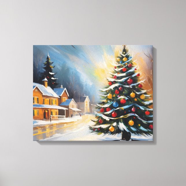 Toile Festif Cabine neige avec sapin de Noël (Recto)