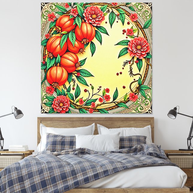 Toile Festive Automne Floral Illustration Design (Insitu(Chambre))