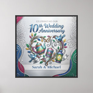 Toile Fête d'anniversaire de mariage élégante en argent 