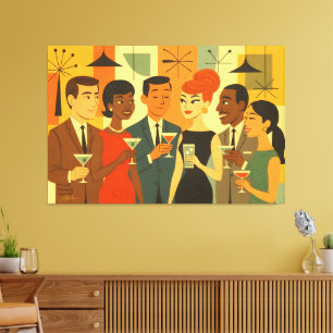 Toile Fête de Cocktail de Bureau Milieu de Siècle 60