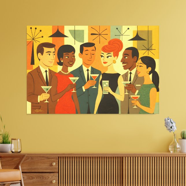 Toile Fête de Cocktail de Bureau Milieu de Siècle 60 (Insitu(Salon))