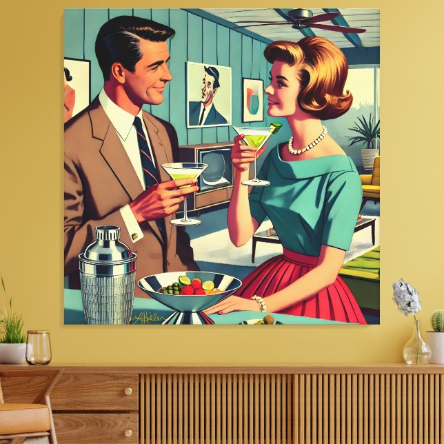 Toile Fête de Cocktail de Couple de Milieu de Siècle - C (Insitu(Salon))