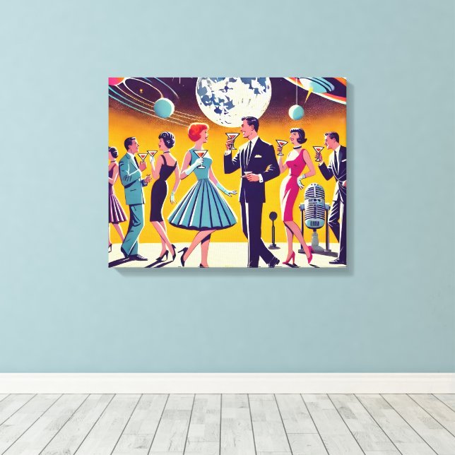 Toile Fête de Cocktail d'Ère Spatiale Milieu de Siècle 6 (Insitu (Plancher de Bois))