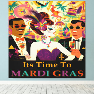 Toile Fête de Cocktail Rétro Mardi Gras des Années 60 de