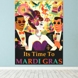 Toile Fête de Cocktail Rétro Mardi Gras des Années 60 de