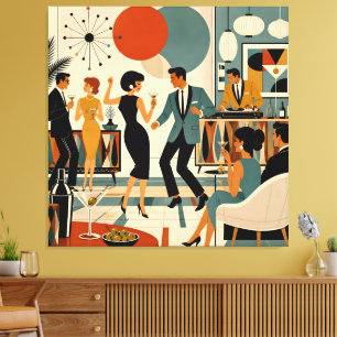 Toile Fête de danse martini branchée milieu du siècle mo