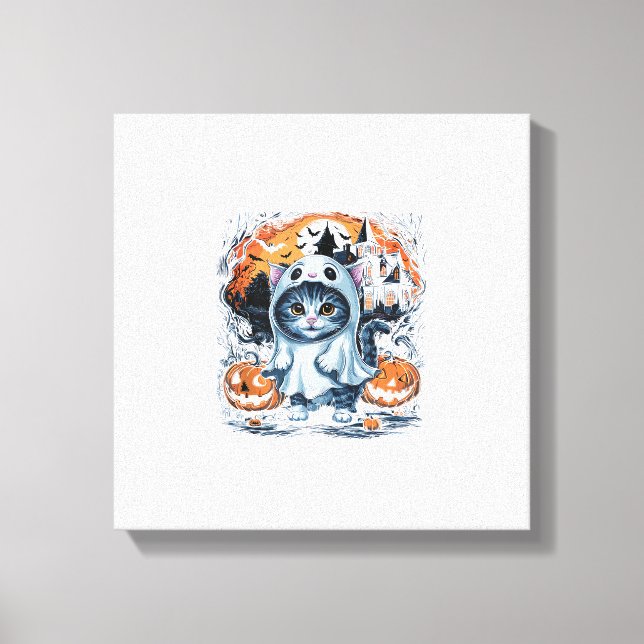 Toile Fête de fantôme de kitten mignon citrouille mignon (Recto)