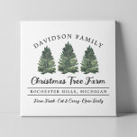 Toile Fête de Noël de famille personnalisée<br><div class="desc">Décor mural en toile enveloppée de la ferme de Noël personnalisée, vert, gris charbon de bois et blanc. Doté d'un design typographique rustique moderne avec 3 aquarelles vertes fraîches. Personnalisez avec votre nom de famille, votre emplacement et tout autre texte personnalisé. Présentez dans votre maison comme un accent personnalisé unique...</div>