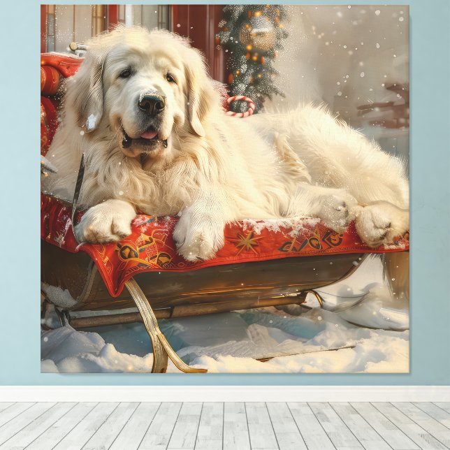 Toile Fête de Noël des Chiens des Pyrénées (Insitu (Plancher de Bois))