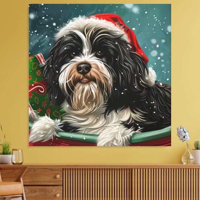 Toile Fête de Noël du chien tibétain Terrier (Insitu(Salon))