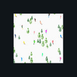 Toile Fête d'Illustration de ski alpin Freeride<br><div class="desc">skieur d'hiver cool design motif avec skieurs skieurs sur les pistes de la station de ski alpin parmi des sapins enneigés dans les alpes. Les skieurs freeride portent des combinaisons de ski rétro vintages et colorées, descendent en ski avec des skis sur un arrière - plan de paysage de montagne...</div>