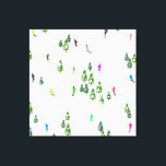 Toile Fête d'Illustration de ski alpin Freeride<br><div class="desc">skieur d'hiver cool design motif avec skieurs skieurs sur les pistes de la station de ski alpin parmi des sapins enneigés dans les alpes. Les skieurs freeride portent des combinaisons de ski rétro vintages et colorées, descendent en ski avec des skis sur un arrière - plan de paysage de montagne...</div>