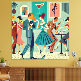 Toile Fête Mid Century Modern La Danse du Martini