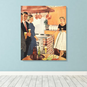 Toile Fête rétro dans la cuisine, bière et apéritifs