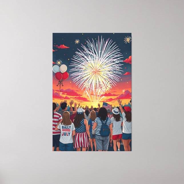 Toile Feu d'artifice Patriotique 4 juillet Feu d'artific (Recto)