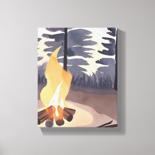 Toile Feu de camp d'été | Paysage de la nature à l'aquar (Recto)