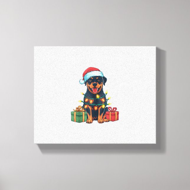 Toile Feu de Noël Feu de Noël Feu de Noël Rottweiler Chi (Recto)