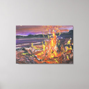 Toile Feu de plage confortable au crépuscule