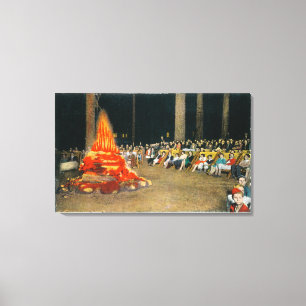 Toile Feu de soirée à la loge géante de forêt