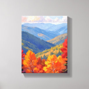 Toile Feuillage d'automne Paysage de montagne à l'aqua