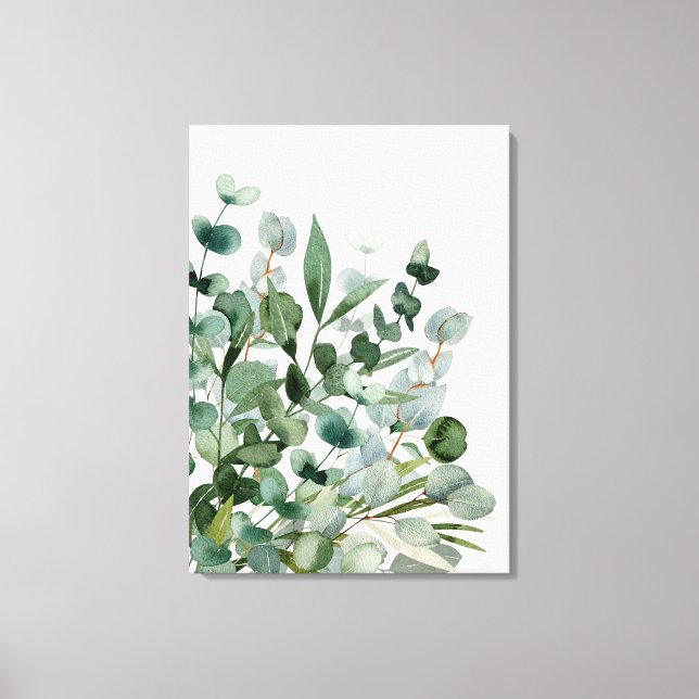 Toile Feuillage Vert Aquarelle Feuilles Verdure (Recto)