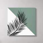 Toile Feuille de palme<br><div class="desc">Style nordique design minimal avec décoration en feuille de palmier noir et triangles blanc et vert</div>