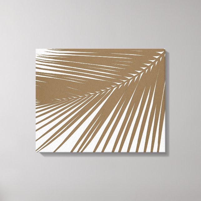 Toile Feuille de palme - taupe sur blanc (Recto)