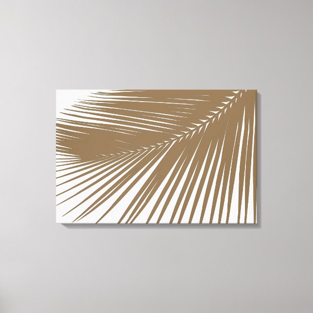 Toile Feuille de palme - taupe sur blanc (Recto)