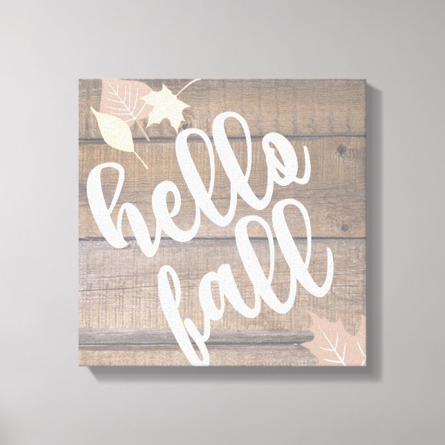 Toile Feuille en bois rustique Hello Fall (Recto)