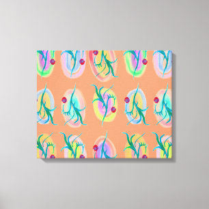 Toile Feuille et baies Folk Art Aquarelle