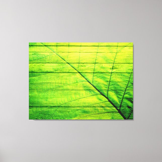 Toile Feuille verte acrylique sur bois (Recto)