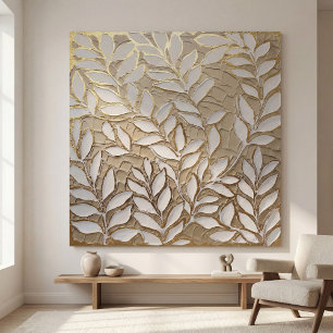 Toile Feuilles botaniques dorées élégantes – Réaliste