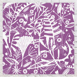 Toile Feuilles botaniques Silhouette violet et blanc<br><div class="desc">Jolies silhouettes botaniques florales de la nature,  feuillage blanc,  feuilles et fleurs sur un arrière - plan violet. Art original de Nic Squirrell.</div>