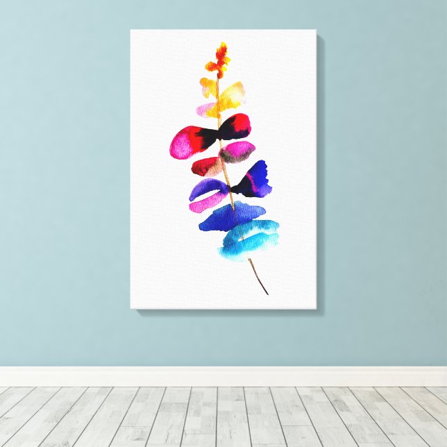 Toile Feuilles colorées aquarelle mignonnes (Insitu (Plancher de Bois))