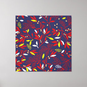 Toile Feuilles d'automne botaniques Or Rouge