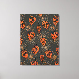 Toile Feuilles d'automne d'Halloween et toiles d'araigné
