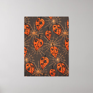 Toile Feuilles d'automne d'Halloween et toiles d'araigné