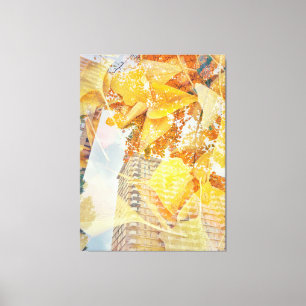 Toile Feuilles d'automne et façade de bâtiment