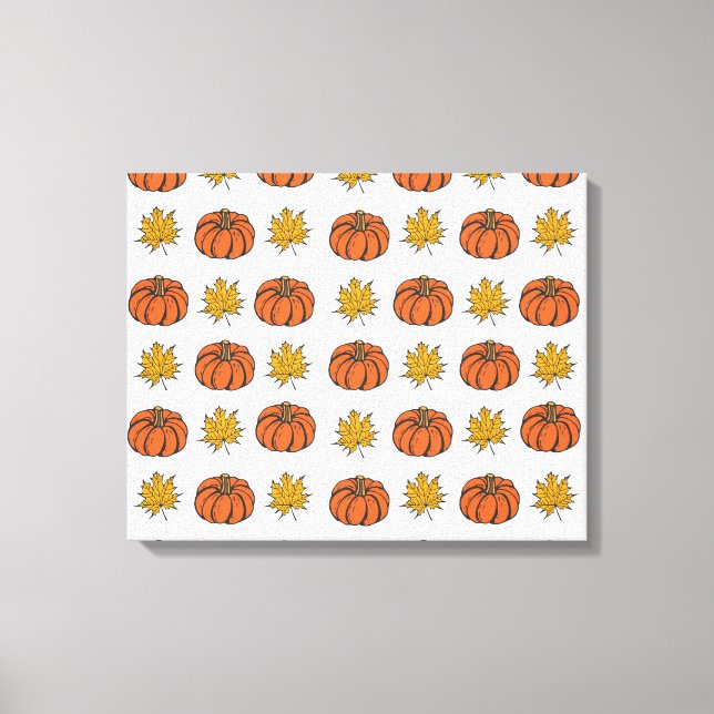 Toile Feuilles d'automne : Motif Citrouille à main (Recto)