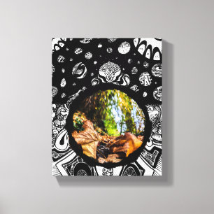 Toile Feuilles de matin d'automne Cadre circulaire Art