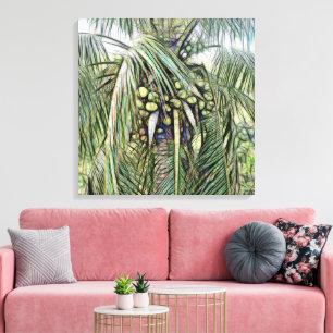 Toile Feuilles de palmier tropical verdure Caraïbes 