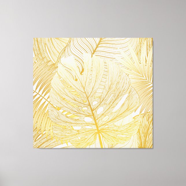 Toile Feuilles de palmiers tropicaux : motif vintage. (Recto)