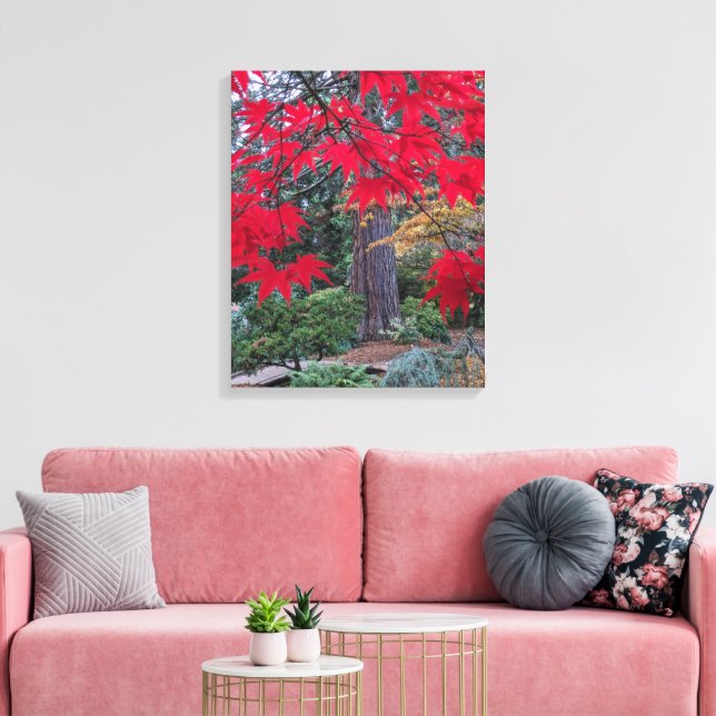 Toile Feuilles d'érable rouge dans un jardin japonais (Insitu(Salon))