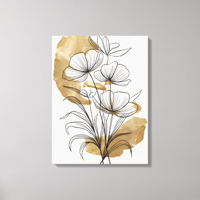 Toile Feuilles d'or de luxe Fleurs Abstraites (Recto)