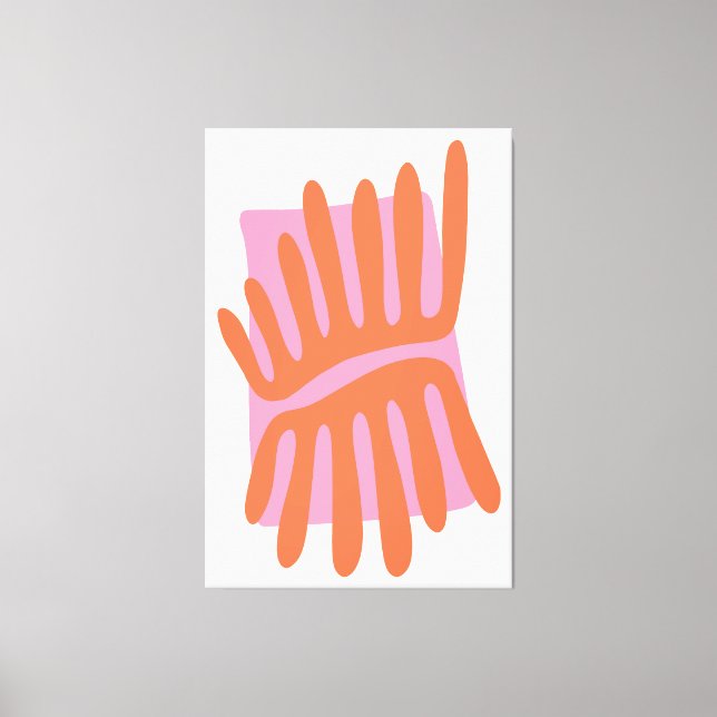 Toile Feuilles rose et orange Matisse inspiré Abstrait (Recto)