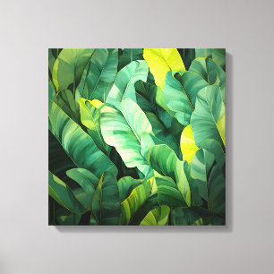 Toile Feuilles tropicales, botanique abstraite, jungle, 