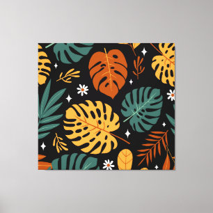 Toile Feuilles tropicaux : Vintage foncé sans couture.